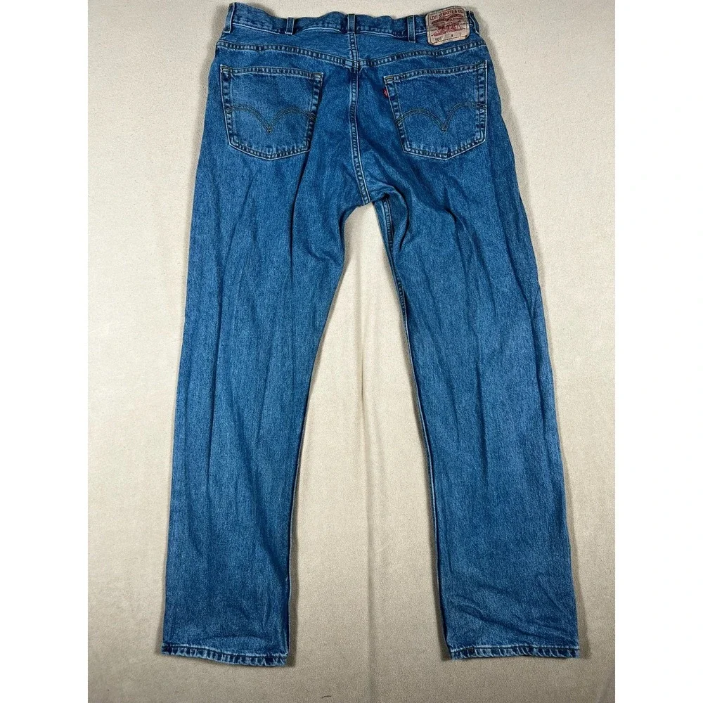 Levis 505‎ Regular Straight Mens Size 38X35 Zip Fly Denim Jeans Blue